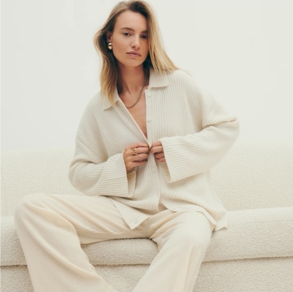 NWT Reformation Fantino Cashmere Collared Cardigan - Gossamer - Small